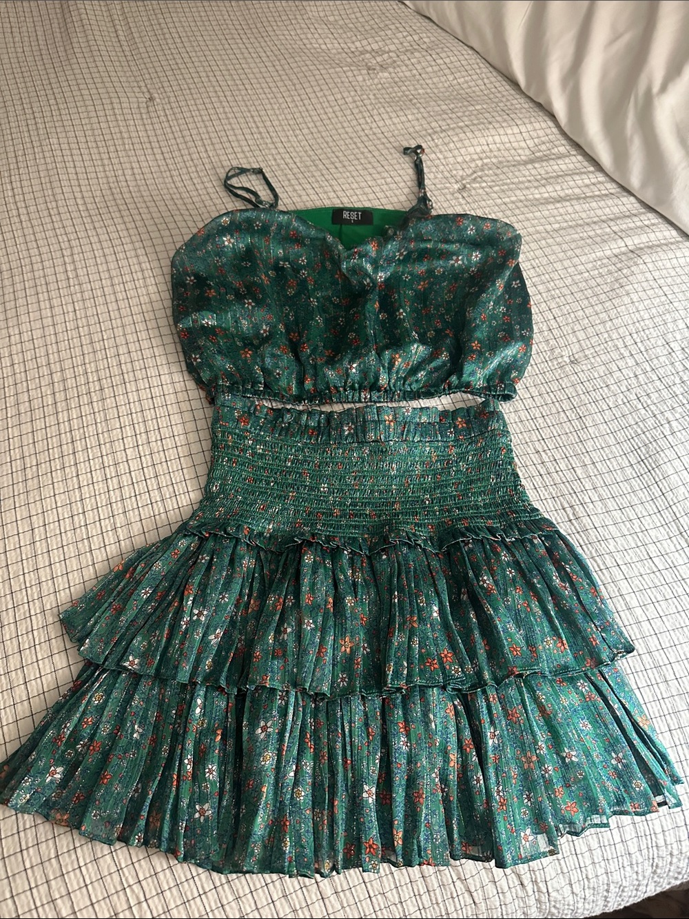 The Reset Green Floral Tiered Sundress